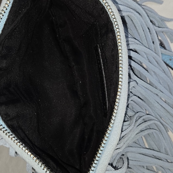 Rebecca Minkoff Stylish Blue Fringe Suede Leather Crossbody Shoulder Bag - Picture 11 of 14